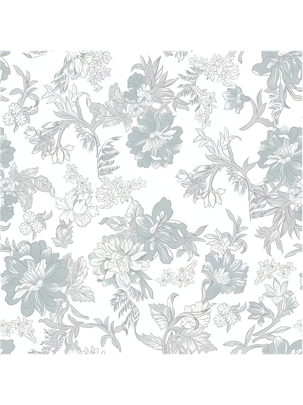 Floral Peel and Stick Wallpaper, Removable Blue Floral Contact Paper